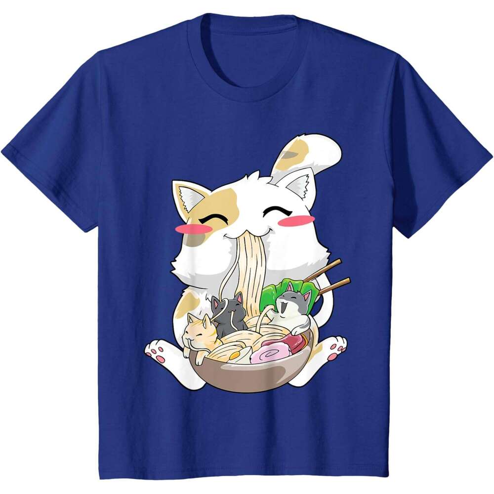 T shirt Mens Cat Anime Kawaii Neko Ramen Bowl Gift T-Shirt shirts tshirt graphic tee Casual tops summer clothes Short sleeve
