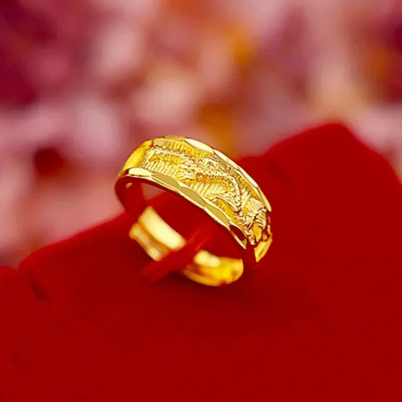 Pure 999 real gold ring full of stars 18K couple models for men and women about 5 grams dragon and phoenix agate gold ring 240905