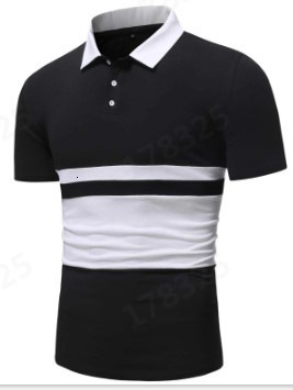 2023 summer short sleeved striped color matching polo shirt basic casual T-shirt men's clothing