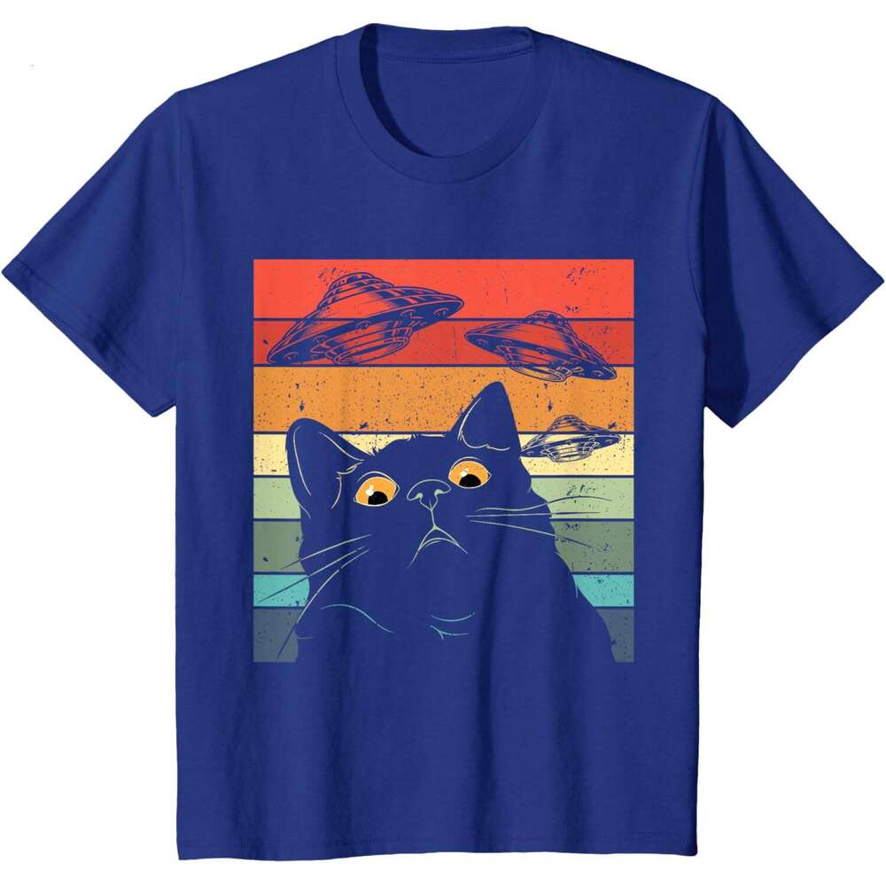 T shirt Mens Funny Tee, Galaxy Shirt Spaceship Alien Cat UFO T-Shirt shirts tshirt graphic tee Casual tops summer clothes Short sleeve Free shipping