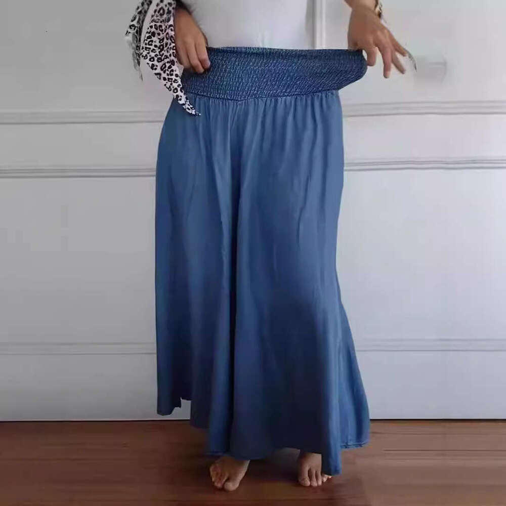 2024 New Womens Fashion Casual Hug Leg Elastic Belt Wide Pants College Style Harlan Sweatpants Straight Tube Jeans for Pregnant Women Half Pants for M