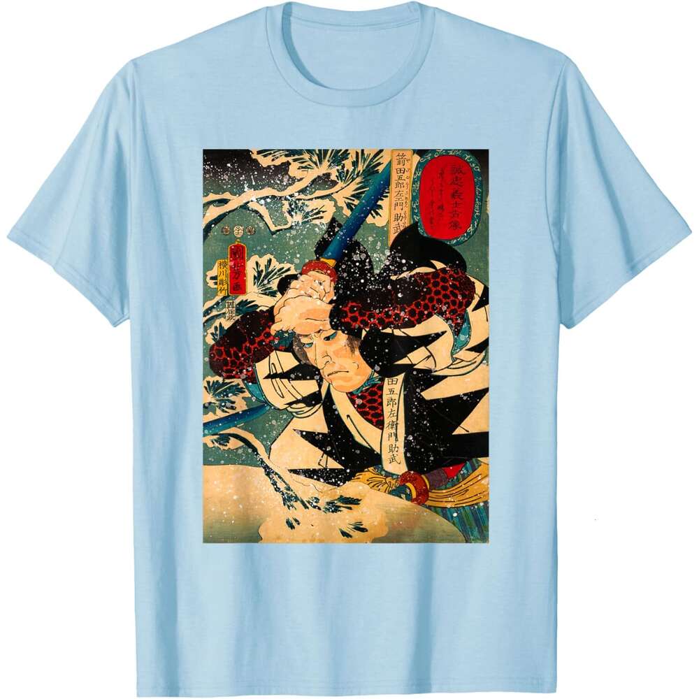 T shirt Mens Japanese Art Print Samurai Fighting Graphic Design T-Shirt shirts tshirt graphic tee Casual tops summer clothes Short sleeve Free shippin