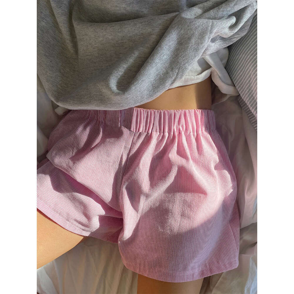 Fashion Thin Striped Patchwork Women Y2k Medium Stretch Waist Shorts with Pockets for Womens Casual Sleepwear Half Pants for Men Pants Trousers Cartoo