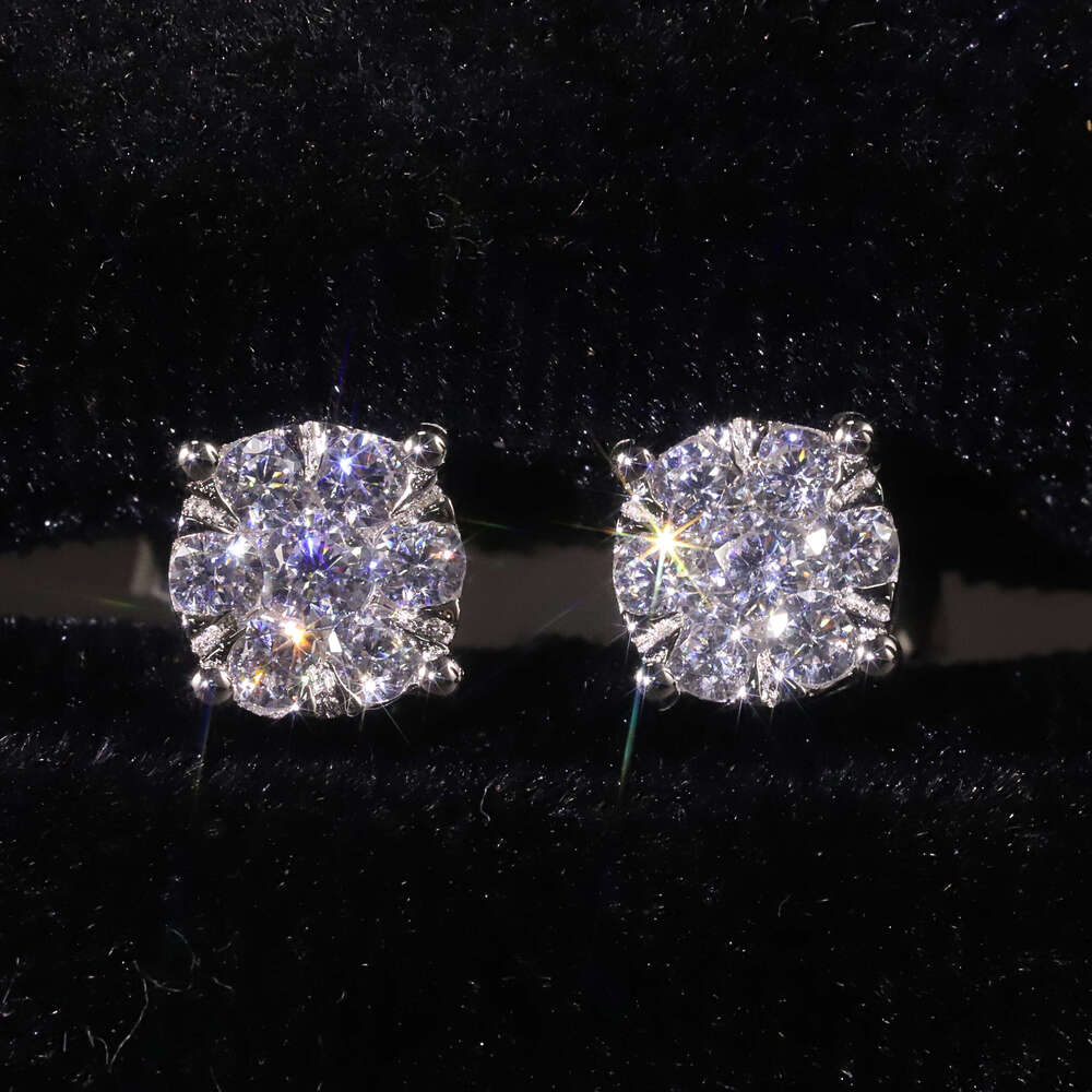 SU205 Abiding Jewelry Factory Wholesale 1CT Natural SI Stud 9K 10K 14K Solid Gold Real Diamond Cluster Earrings