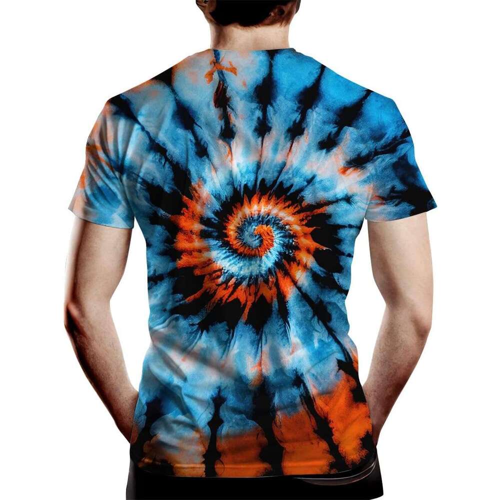 T shirt Mens Novelty Tie Dye Style T-Shirts for Men Spiral Streak Print Shirt with Short Sleeves tshirt graphic tee Casual tops summer clothes Short s