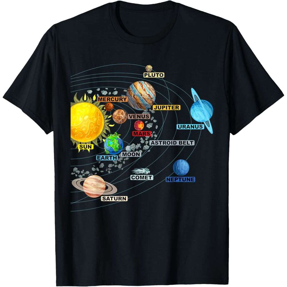 T shirt Mens Solar System Planets Astronomy Space Science - Girls Boys T-Shirt shirts tshirt graphic tee Casual tops summer clothes Short sleeve Free 
