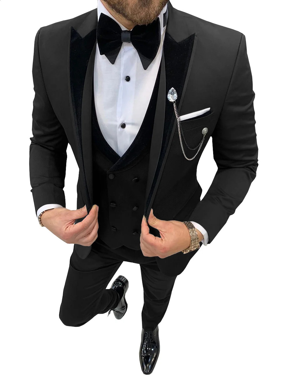 Mens suits Wave point Three Pieces Men Dress Suits Casual office business suits For WeddingBlazerVestPants 240812cj - view 4