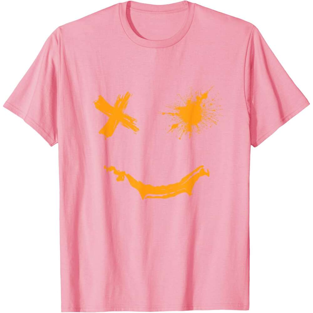 T shirt Mens Grunge Smile Orange Color Graphic T-Shirt shirts tshirt graphic tee Casual tops summer clothes Short sleeve Free shipping