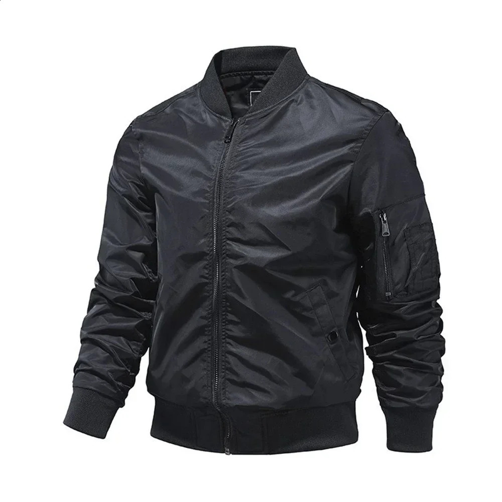 Military Jackets for Men Monochromatic Bomber Jacket Outerwear Baseball Outdoor Clothing Spring and Autumn 240715
