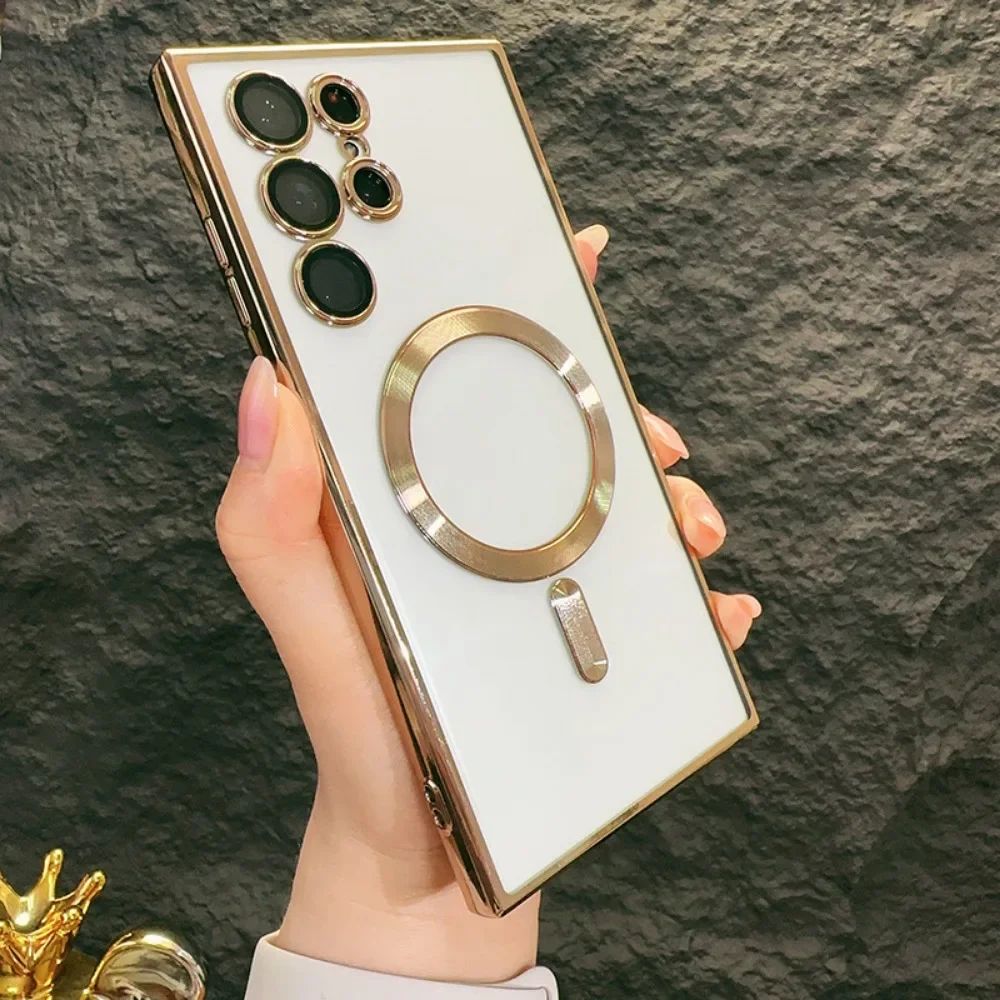 Luxury Clear Magnetic For Magsafe Cases Soft Shockproof With Camera Lens Protector For Samsung S20 S21 S22 S23 FE S24 Ultra Plus Note 10 20 A05 A05S A