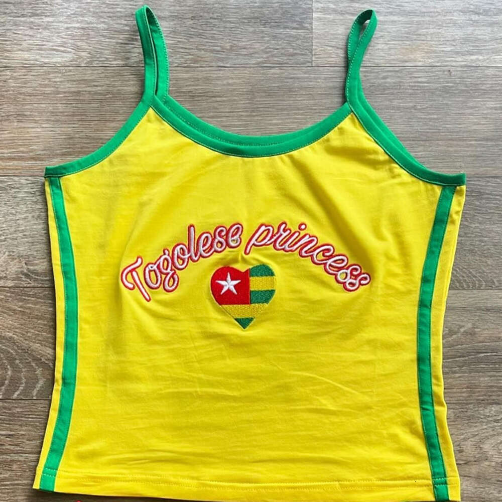 American Letter Embroidery Slim Fit Summer Hot Girl Nightclub Style Contrasting Color Street Fashion New Suspender Vest