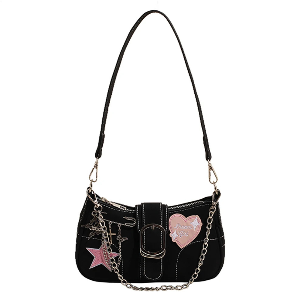 Y2K Fashion Handbag Chain Star Trendy Hobo Bag with Adjustable Strap Everyday Purse Aesthetic for Women and Girls 240805