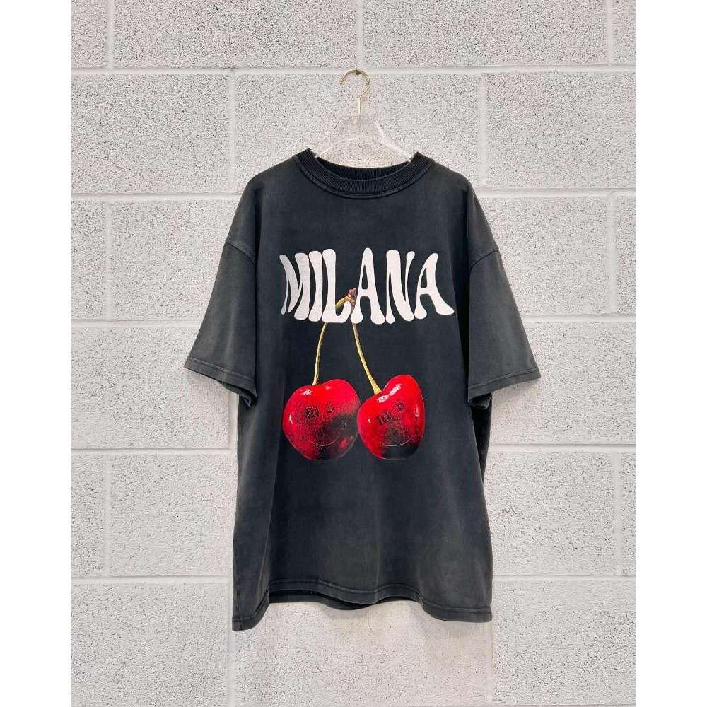 street High fruit letter print short sleeve oversized cotton T-shirt Men Y2k Street style summer top Haruku loose couple shirt