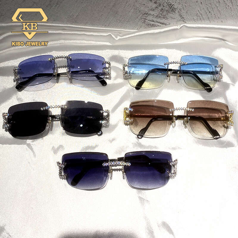 Mens Hiphop Pass Tester Glasses Handmade Setting VVS Moissanite Dia Iced Out Sunglasses