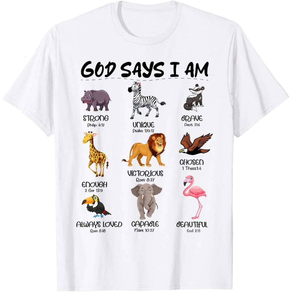 T shirt Mens God Say I Am Safari Wild Animals Boys Kids Toddler Christian T-Shirt shirts tshirt graphic tee Casual tops summer clothes Short sleeve Fr