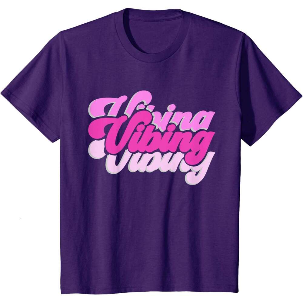T shirt Mens Vibing Color Graphic Pink Vibes Only T-Shirt shirts tshirt graphic tee Casual tops summer clothes Short sleeve