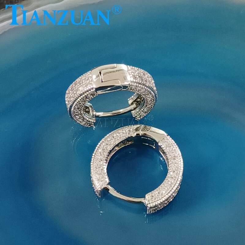 New Simple Small Hoop Moissanite Sterling Sier Trend Piercing Earrings for Women Men