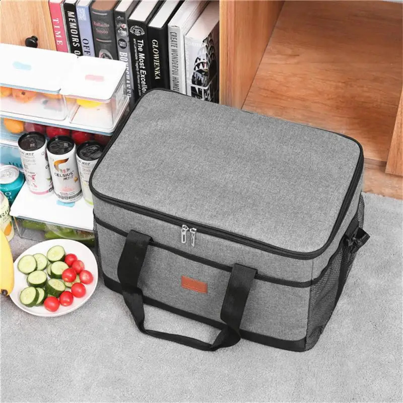 35L large capacity foldable cooler bag insulated picnic lunch outdoor travel camping barbecue family gathering 240910