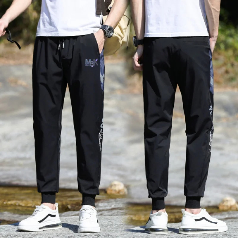 Fashion Printed Sports Pants Mens Summer Thin Waterproof Anti-Moisture Quick-Drying Breathable Elastic Casual Climbing Pants 240805