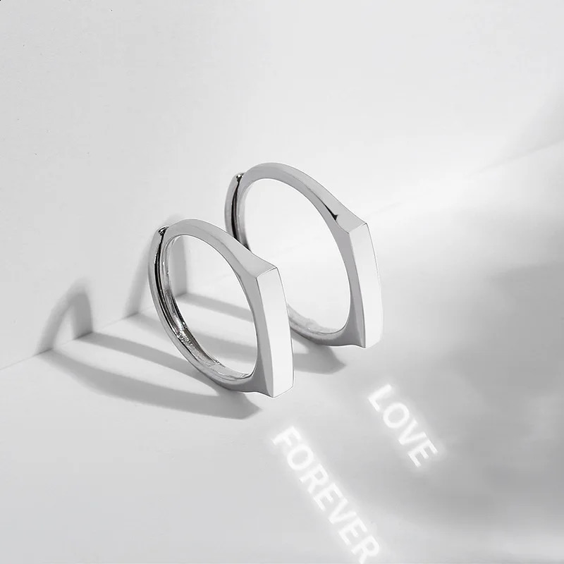 Silver 925 Rings Light Reflect Show Love Shadow Cast Sculpted Overlap Open Adjustable Wedding Engagement Couple Jewelry Bride 240905