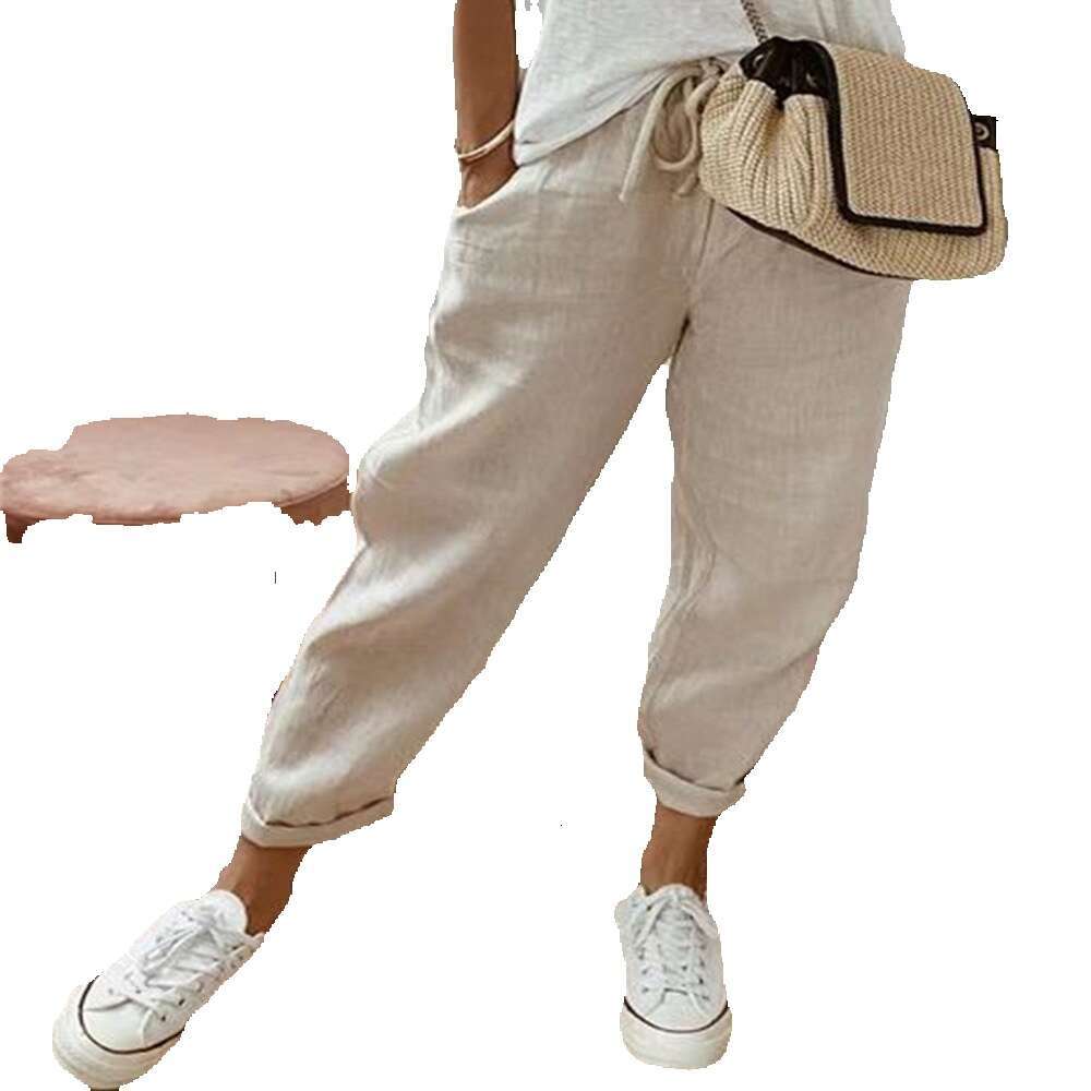 2024 New Womens Cotton and Linen Solid Color Multi-color Multi Size Casual Pants Casual Trousers Nine Points Bound Feet Military Pants for Man