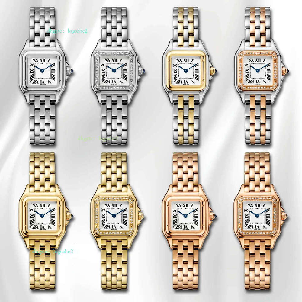 Fashion Designer Panthere watches men and women quartz movement watch diamond stainless steel Sapphire crystal square wristwatch battery gifts couple 9c