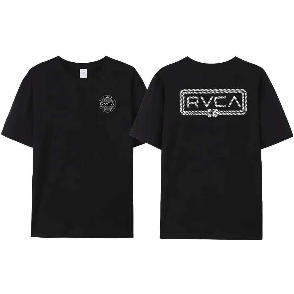 Men's T-Shirts RVCA T Shirt Men Women Black Tee Summer Cotton Tshirt Oversized Short Sleeve Fashion Design Brand T-shirt Top Streetwear Clothes z