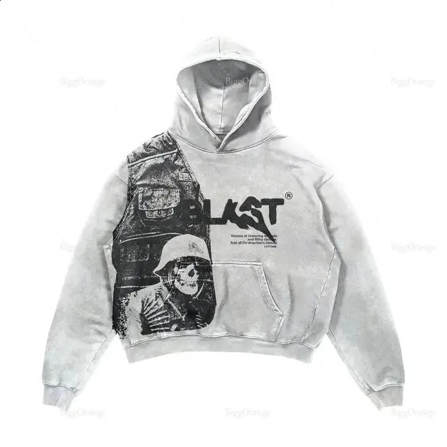 Harajuku Gothic Punk Alien Print Hoodies Warm Long Sleeve Women Couples Hip Hop Streetwear Y2k Loose Fashion Oversized Hoodie 240821