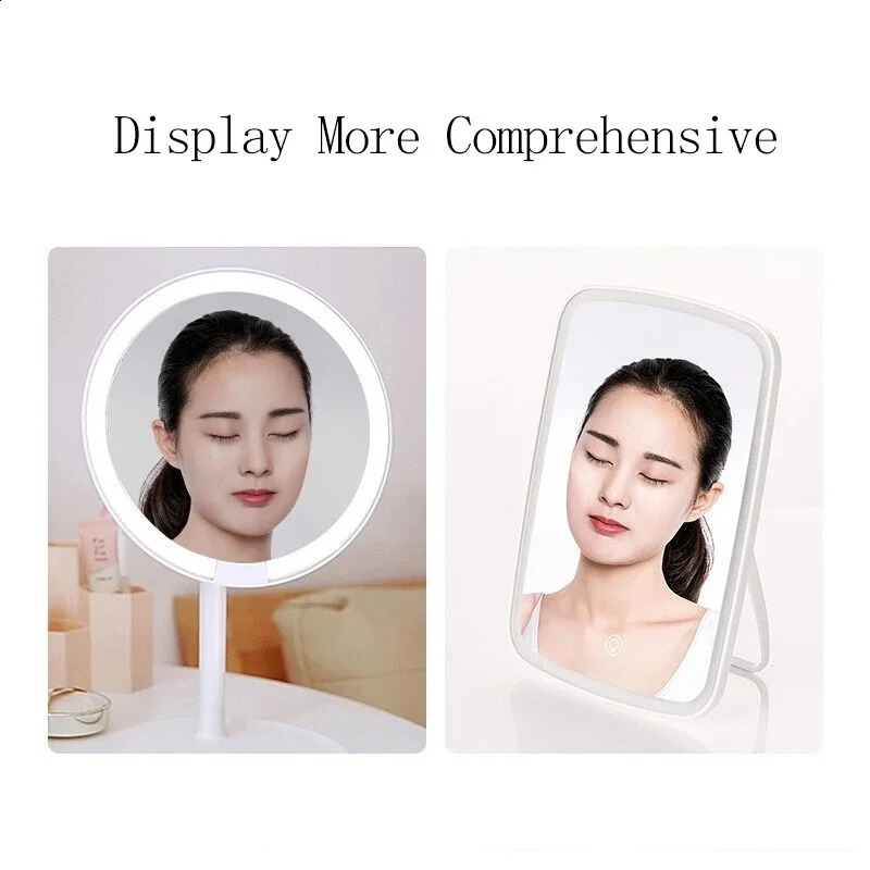Youpin Lighted Makeup Mirror 3 Colors Adjustable Portable Cute Rechargeable Desktop Touchscreen 240729