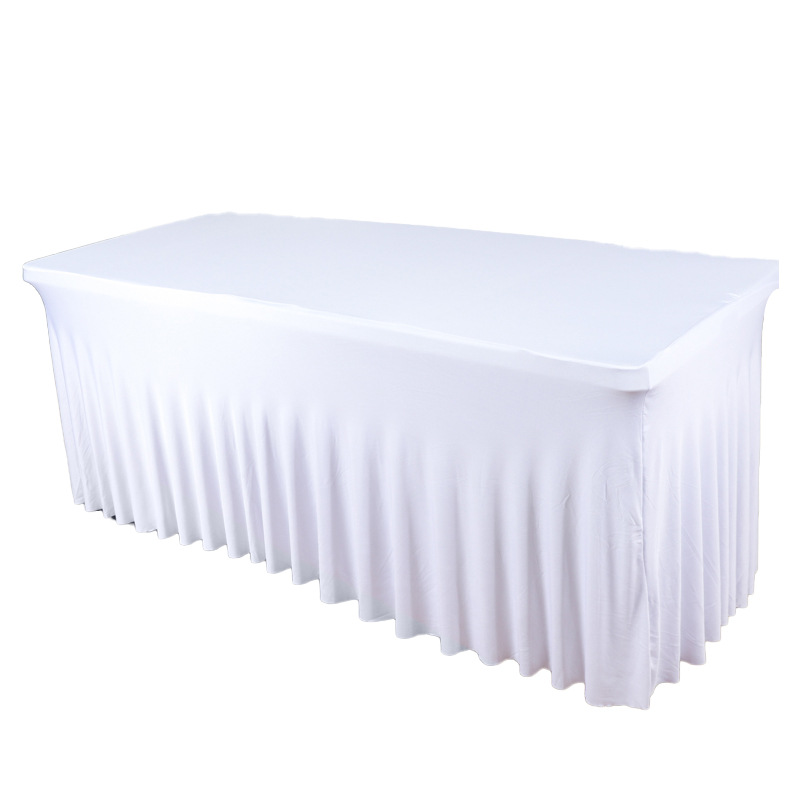 Spot Meeting Wedding Banquet 6FT Sun Skirt Rectangular Table Skirt Office Desk Elastic Chair Cover Skirt Table Cover