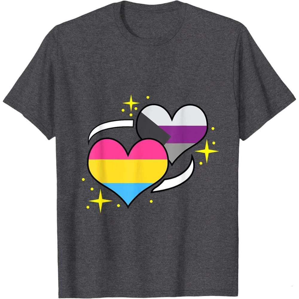 T shirt Mens Pan Flag Heart Panromantic Demisexual T-Shirt shirts tshirt graphic tee Casual tops summer clothes Short sleeve Free shipping