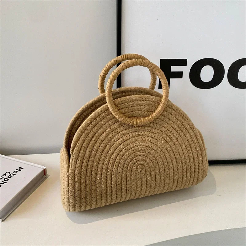 Straw Braid Casual TopHandle Bags Solid Large Capacity Grace Temperament for Women Fashion in Summer 240802
