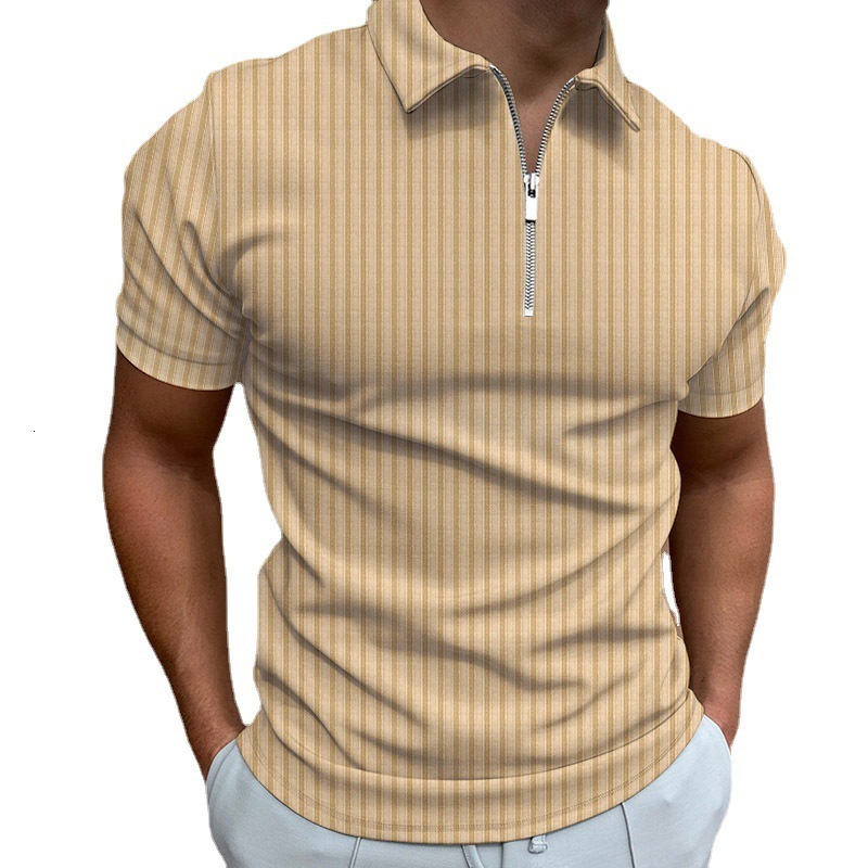 2023 Spring/Summer New POLO Zipper Stripe Men's Polo Shirt T-shirt