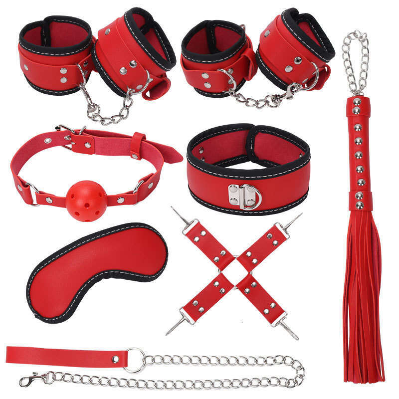 8pcs Sexy Slave Leather Bed SM Toys Bed Fetish Handcuffs Bondage Restraint Kit for Adult Bondage Set