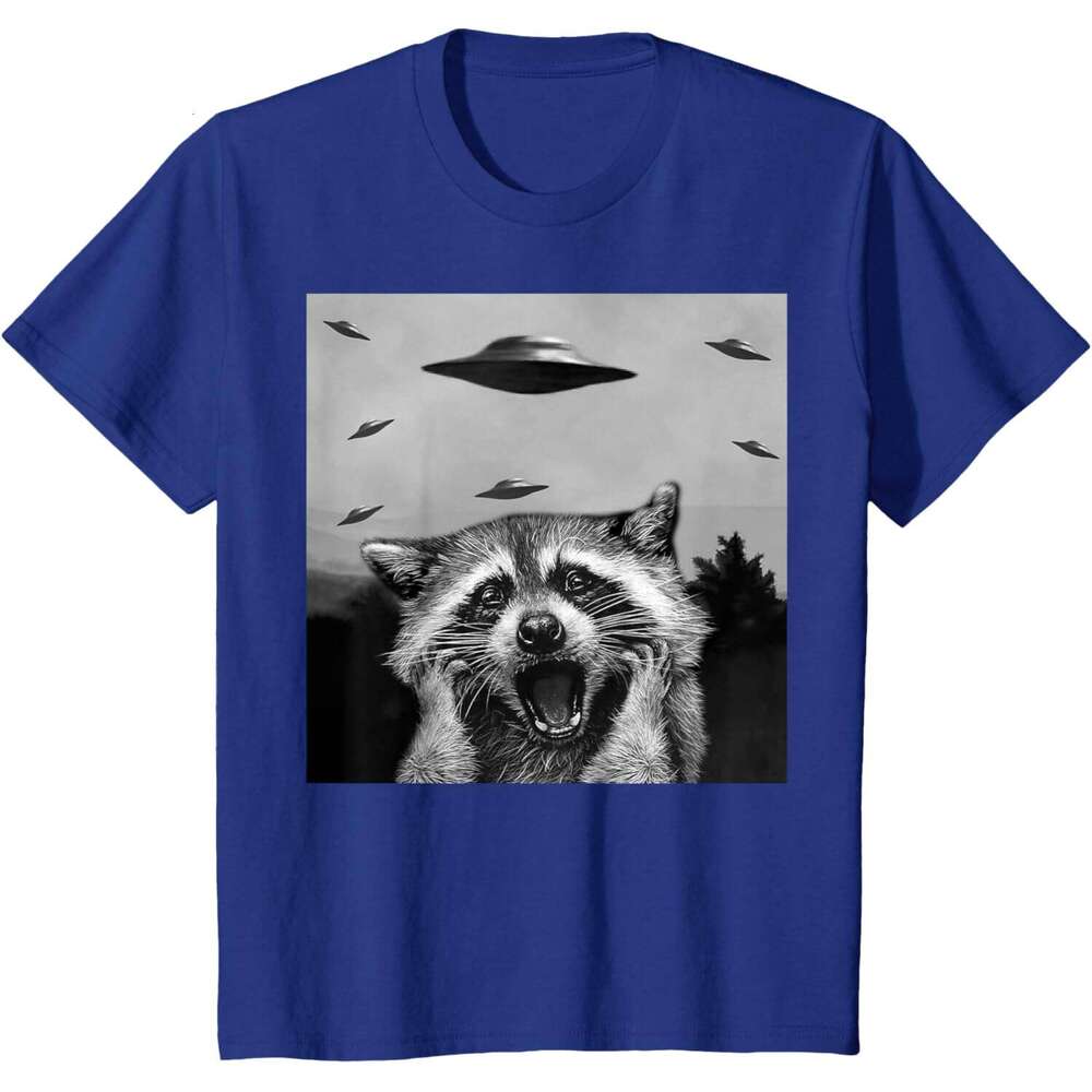 T shirt Mens Alien UFO Funny Raccoon Stuffed Animal For Men, Women, Kids T-Shirt shirts tshirt graphic tee Casual tops summer clothes Short sleeve Fre