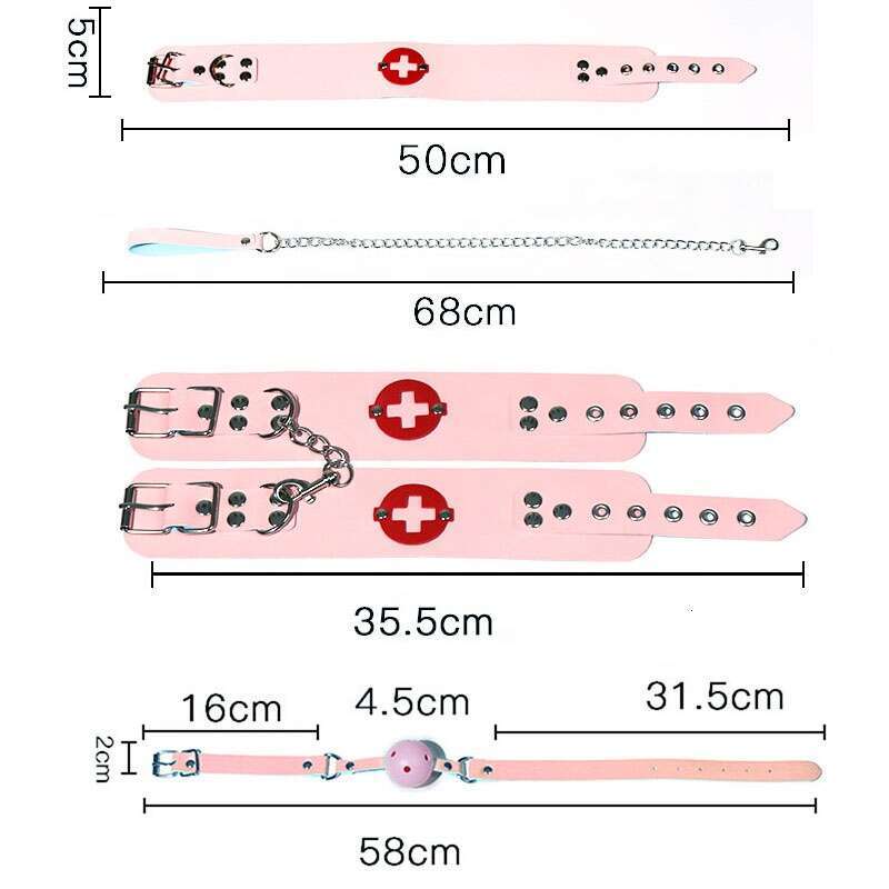 Jiuai 8PCS Sexy Contrasting Colors Nurse Adult Toys Set BDSM Bondage Set Bed Strap Bondage Props for Women and Couples