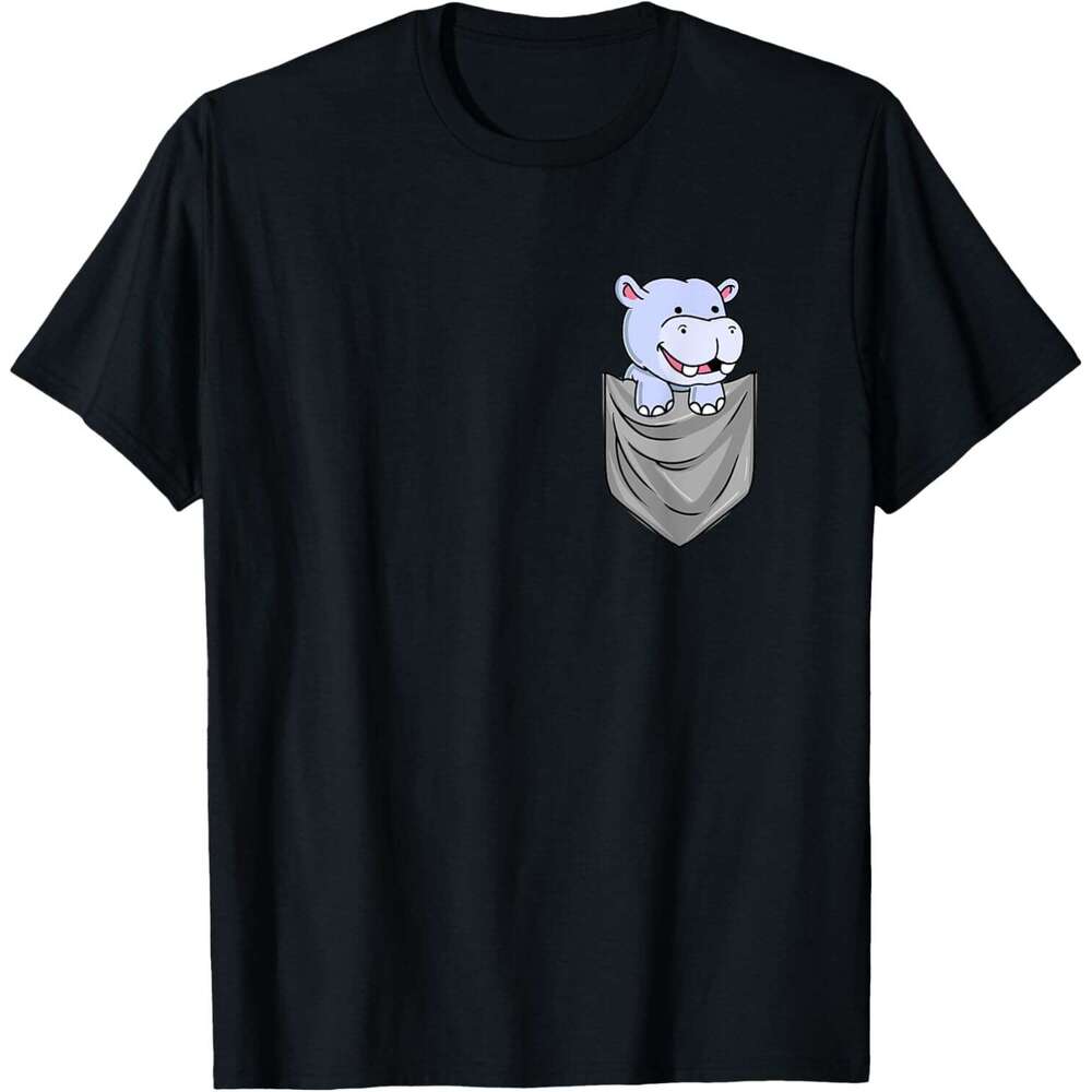 T shirt Mens Hippo In Pocket Hippopotamus Gift T-Shirt shirts tshirt graphic tee Casual tops summer clothes Short sleeve Free shipping