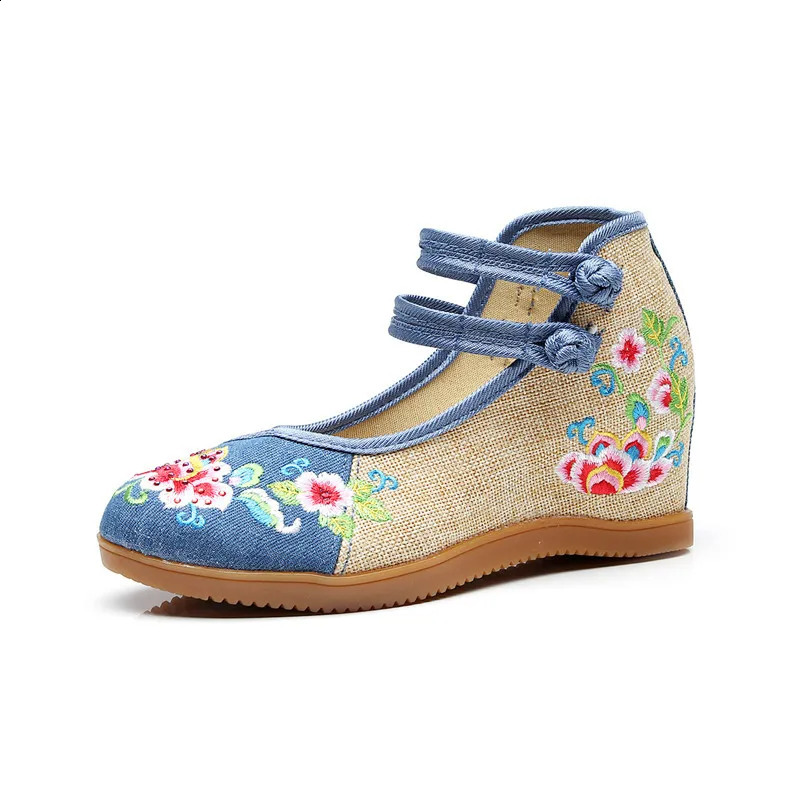 Spring Embryo Casual Cloth Shoes Womens Single Shoes Fashion Peony Square Dance Shoes 240802