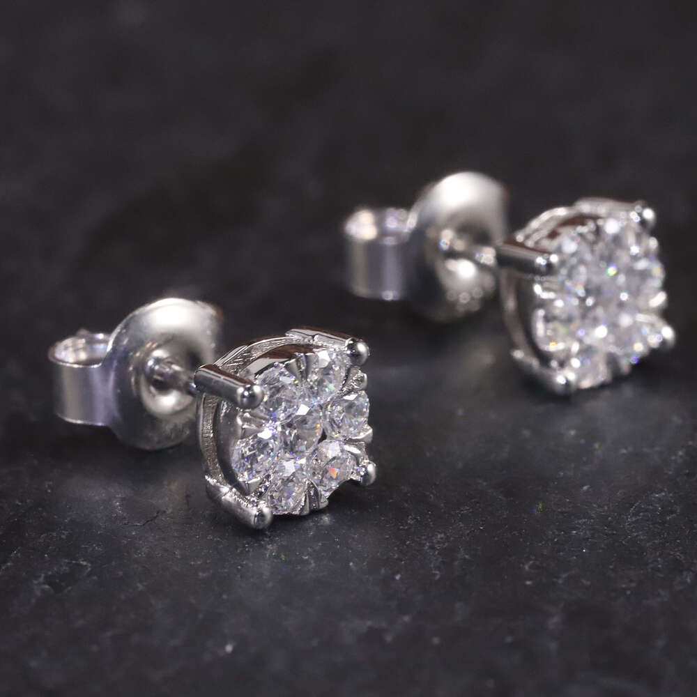 SU205 Abiding Jewelry Factory Wholesale 1CT Natural SI Stud 9K 10K 14K Solid Gold Real Diamond Cluster Earrings