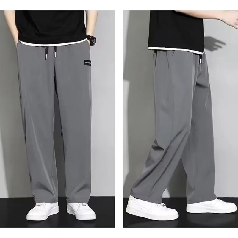 Straight Wide Leg Jogger Pants For Mens Summer Thin And Quick Drying Loose And Hanging Sports And Casual Mens Fashion 240822