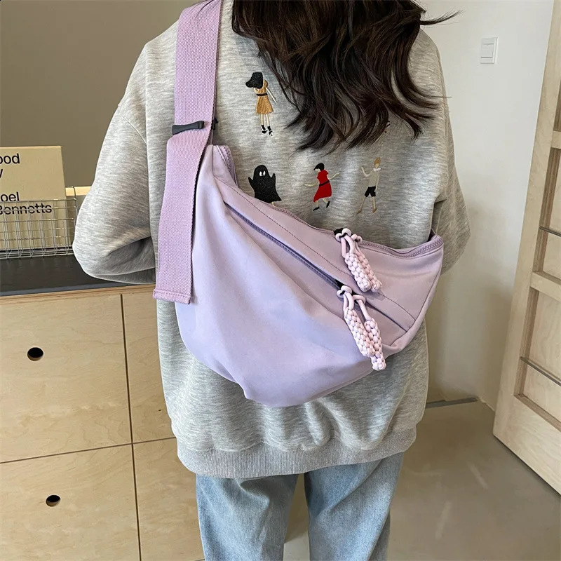 Fashionable Lightweight Nylon Crossbody Bag American Style Trend Shoulder Bag Leisure Large Capacity Dumpling Bun 240802