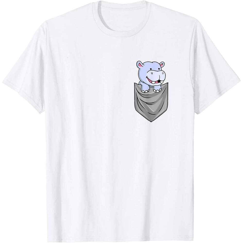 T shirt Mens Hippo In Pocket Hippopotamus Gift T-Shirt shirts tshirt graphic tee Casual tops summer clothes Short sleeve Free shipping