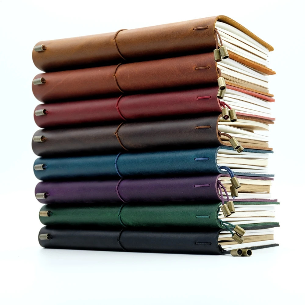 100% Handmade Genuine Leather Travelers Notebook Travel Diary Journal Vintage Cowhide Gift Planner Free Lettering Embosse 240805
