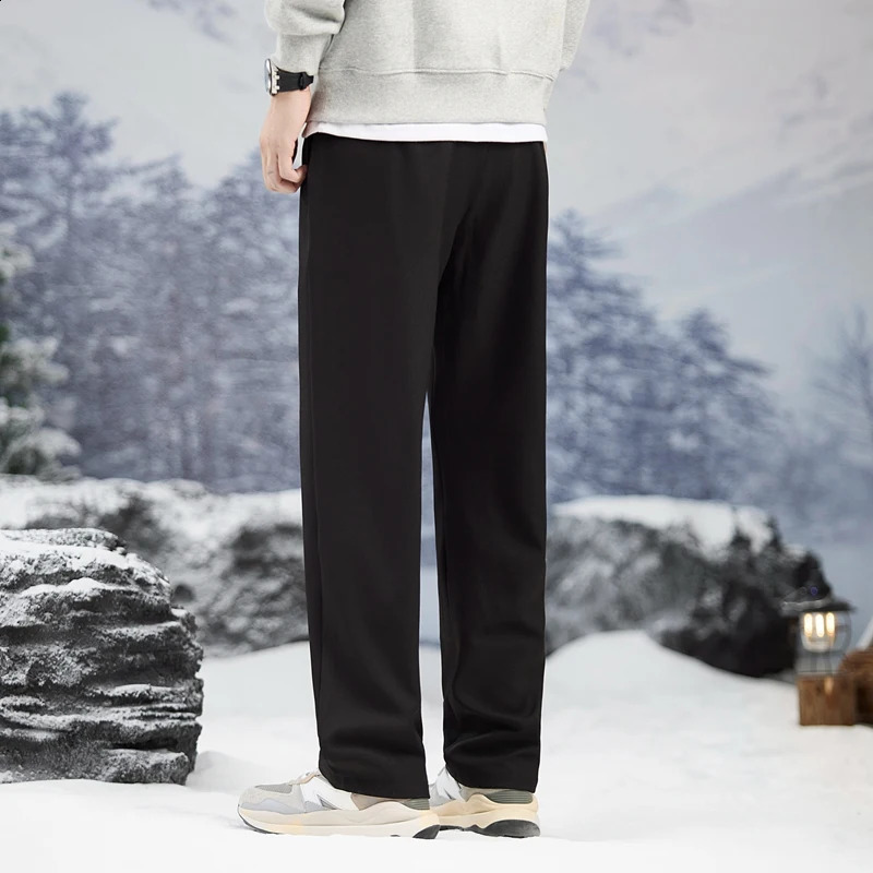 autumn casual suit pants Korean mens pants straight loose sports pants soft wide leg long pocket business pants 240828
