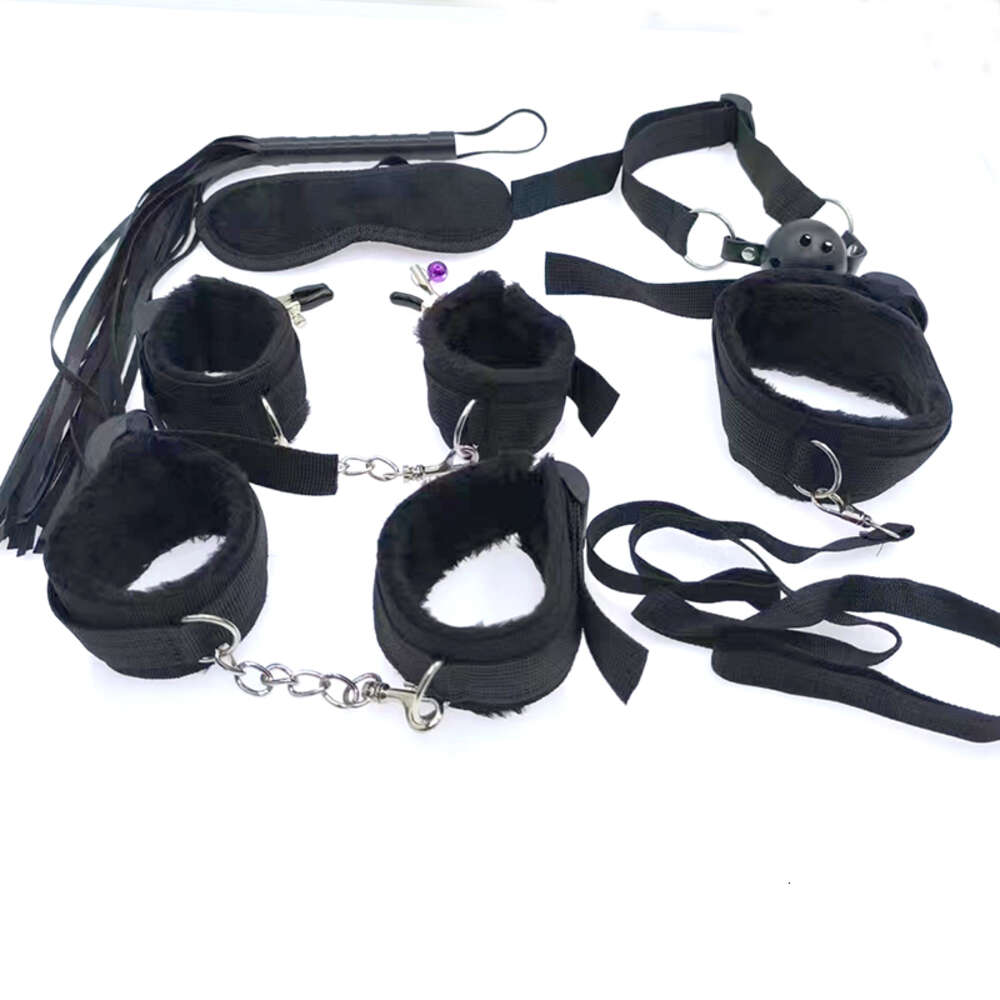 4 colors 7 PCS Plush SM Toys Adjustable Neck and Leg Loop Sex Bed Restraints Tied Down Wrist and Ankle BDSM bondage Kit