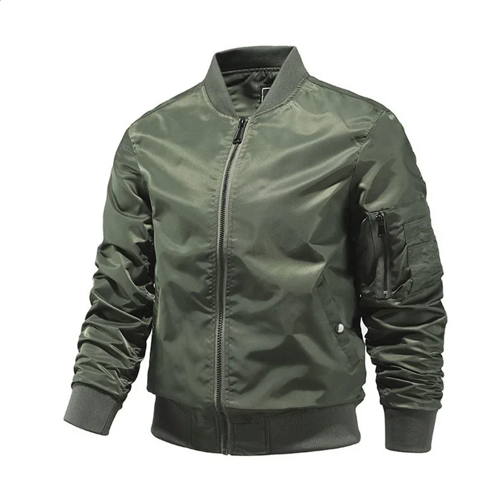 Military Jackets for Men Monochromatic Bomber Jacket Outerwear Baseball Outdoor Clothing Spring and Autumn 240715