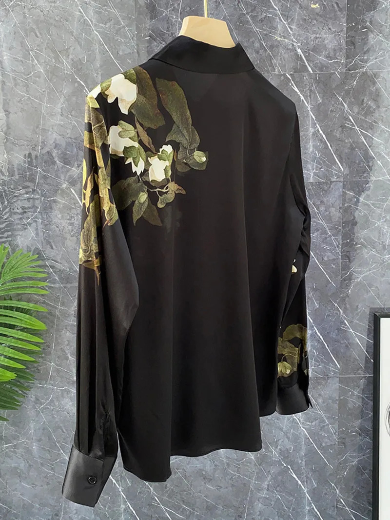 FANIECES Black Satin Women Shirt Long Sleeve Spring Autumn Slim Blouse Office Ladies Tops Blusas Para Mujer shirts and blouses 240805