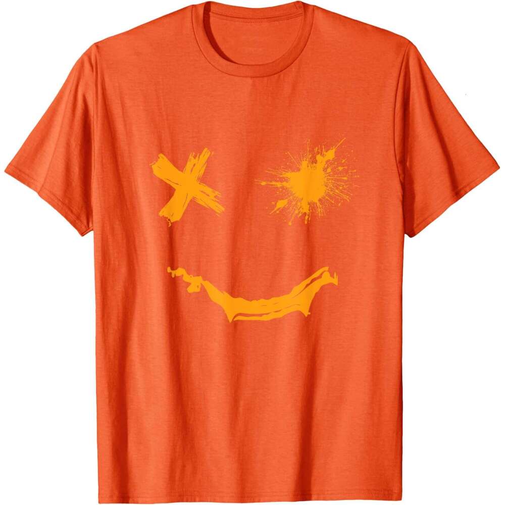 T shirt Mens Grunge Smile Orange Color Graphic T-Shirt shirts tshirt graphic tee Casual tops summer clothes Short sleeve Free shipping