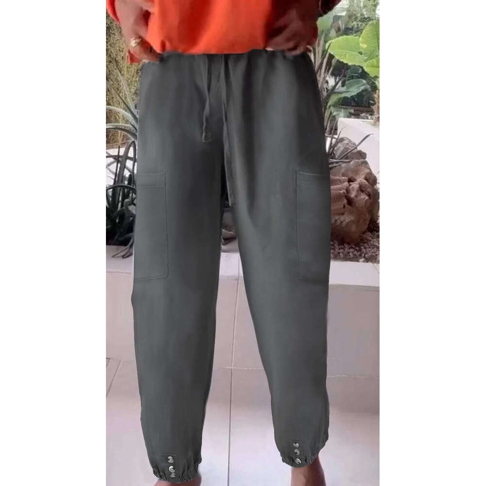 2024 New Loose Fit High Waisted Cropped with Wide Legs and Mid Waist Micro Elastic Womens Pants Nine Points Waterproof Trousers Man Jeans for Pregnant