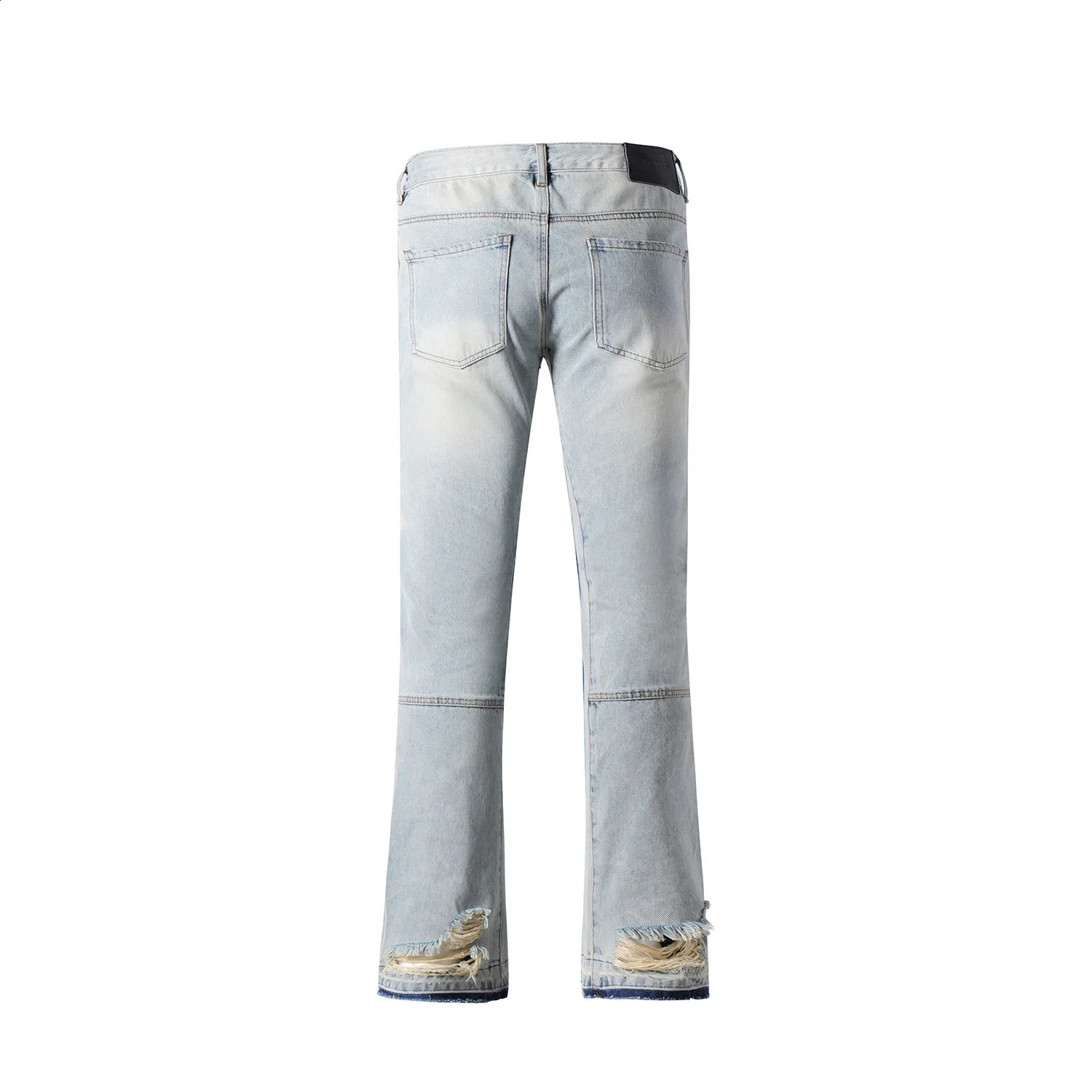 mens open top jeans with letter printing ultra-thin suitable for stacking denim Trouser hand drawn button fly cotton Flared jeans 240829
